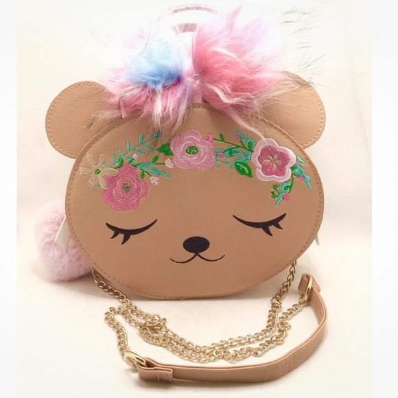 Under One Sky “Beary” Pretty Bashful Bear Shaped Kawaii Cartoon Crossbody Purse - Picture 1 of 10
